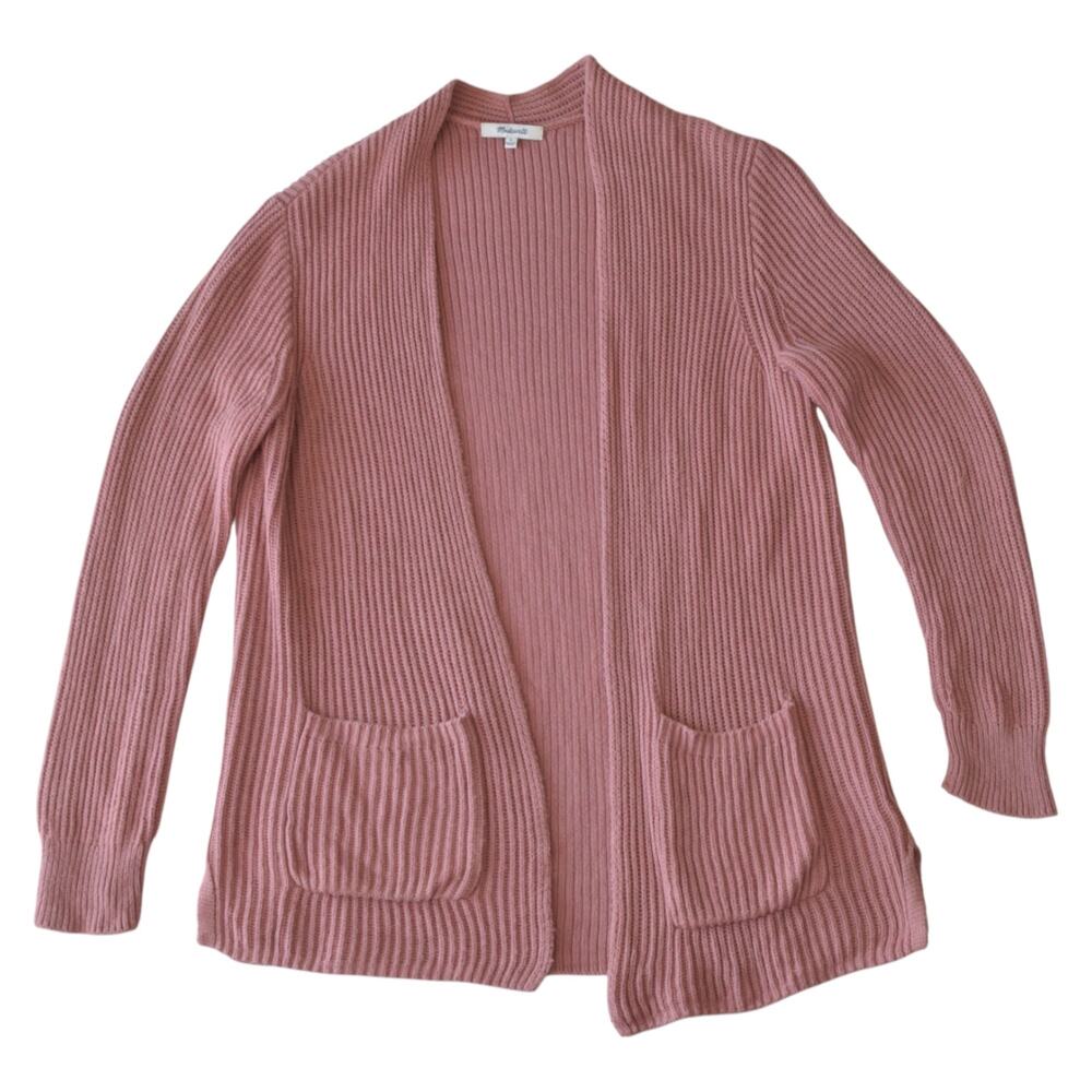Madewell Pink Ribbed Open Front Cardigan Sweater Size S